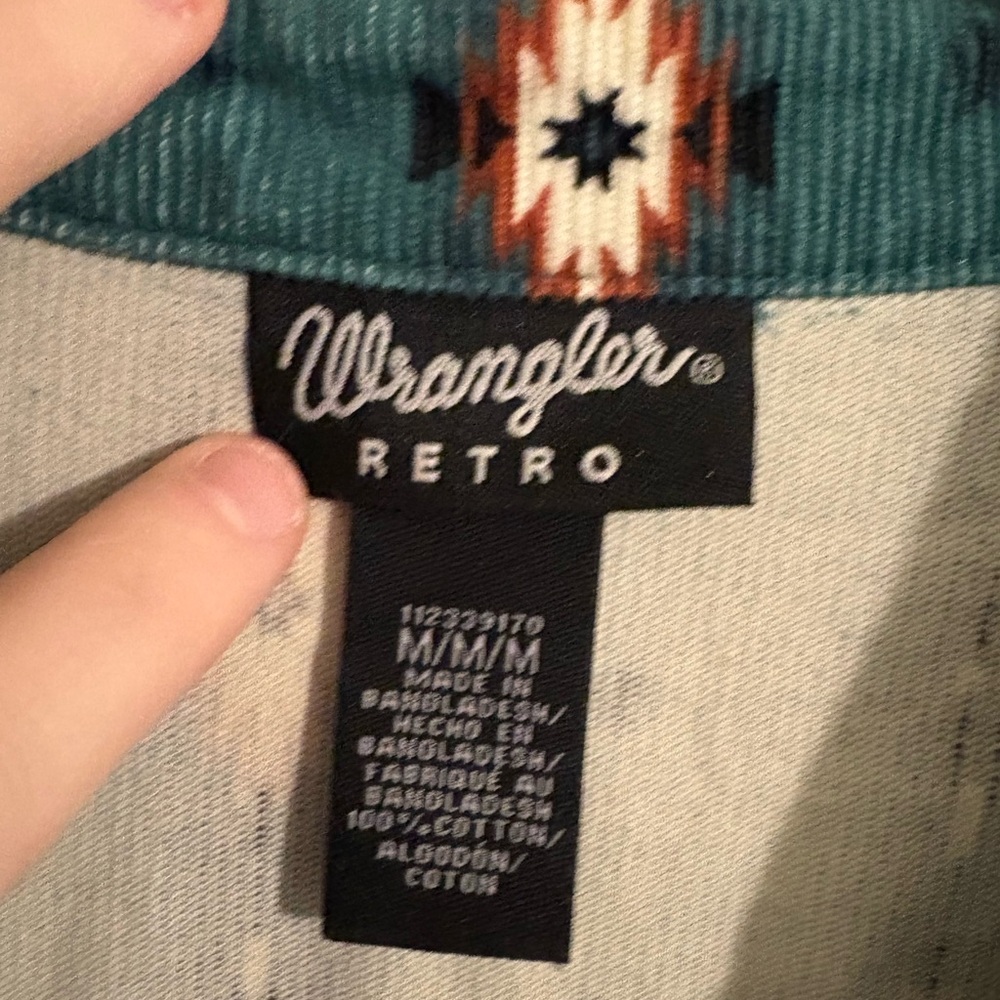 Wrangler Teal Patterned Midi Dress with White and Coral Accents - Picture 2 of 3